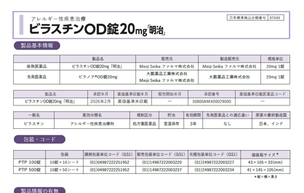 ビラスチンOD錠20㎎「明治」基本情報